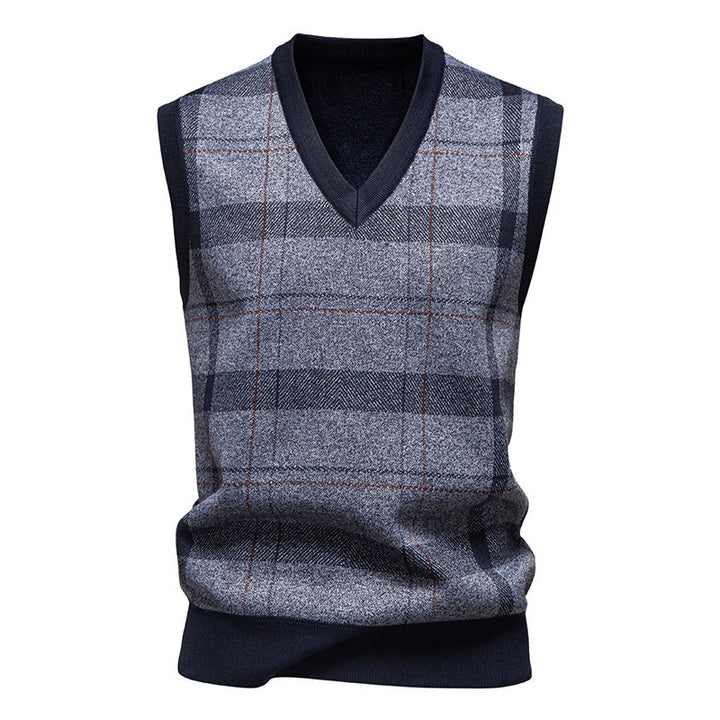 Knitted vest for men with a modern checkered pattern Lune London