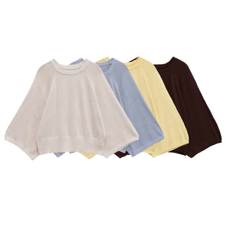 Ladies elegant knit top with loose fit and ribbed details Lune London