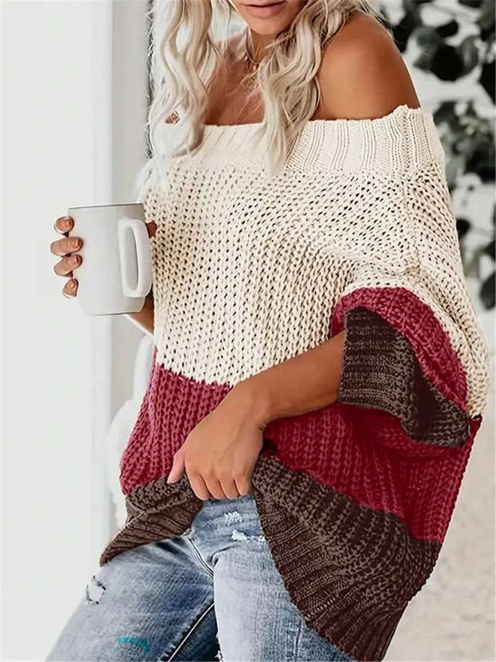 Oversized knit sweater for women with a relaxed fit and open shoulder Lune London