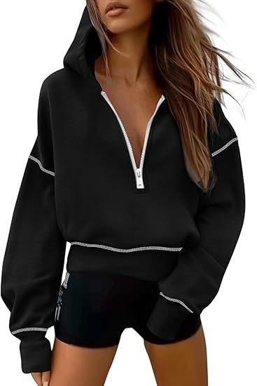 Casual hoodie for ladies with golden accents and high collar Lune London