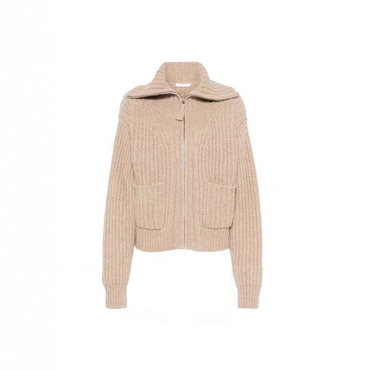 Pull en tricot épais pour femme avec col haut et poches pratiques Chic & Stil