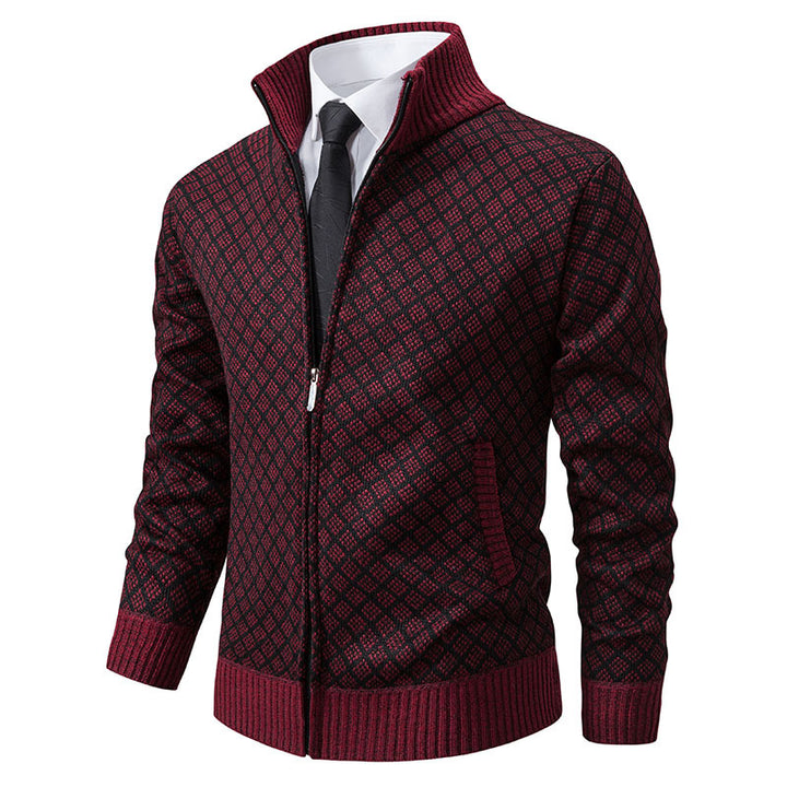 Zip jacket for men with modern diamond pattern Lune London