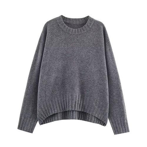 Casual round pullover for women with textured surface and dropped shoulders Lune London