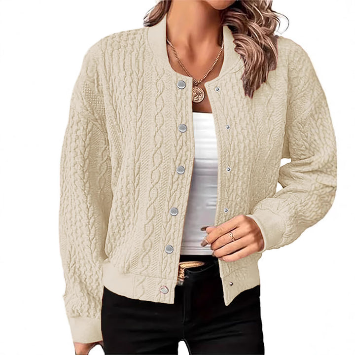 Knitted jacket for women with textured surface and button closure Lune London