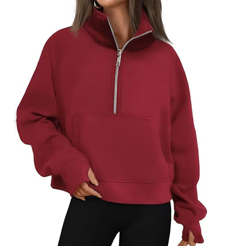 Women's sweater with high collar and zipper Lune London