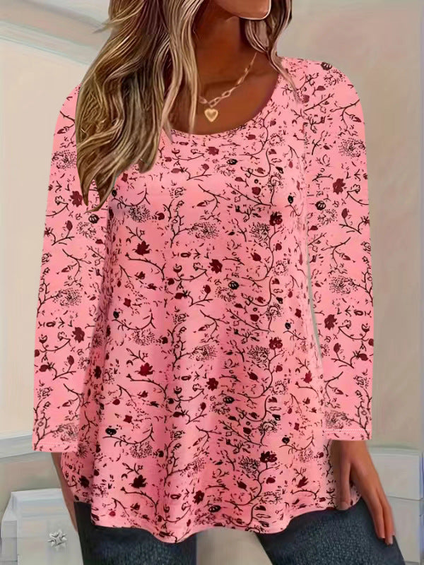 Long sleeve t-shirt for women with floral pattern and A-line cut Lune London