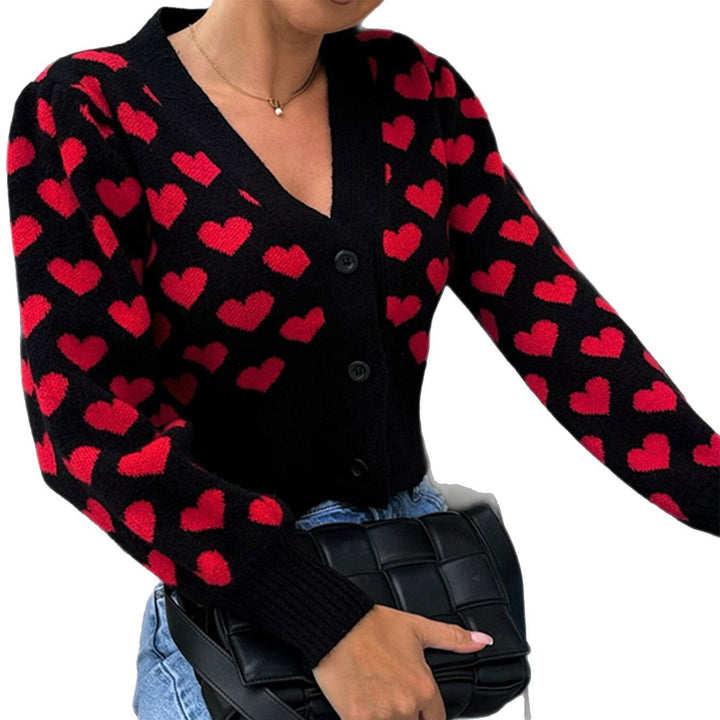 Lady cardigan with heart-shaped pattern and decorative buttons Lune London