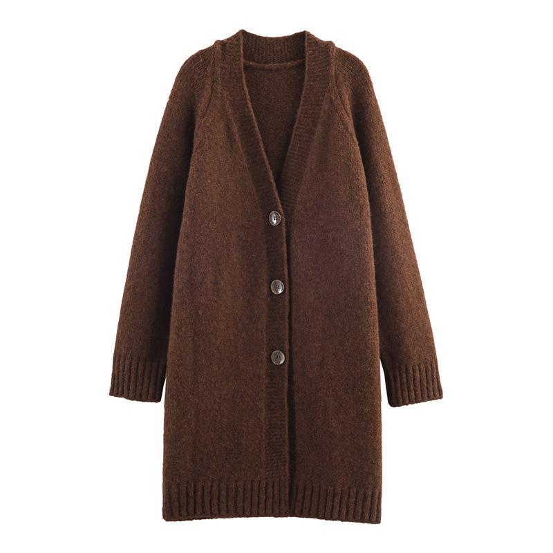 Ladies Long Cardigan with elegant button placket and soft fluid material Lune London