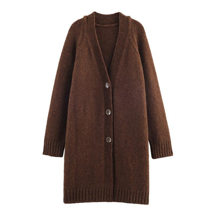 Ladies Long Cardigan with elegant button placket and soft fluid material Lune London
