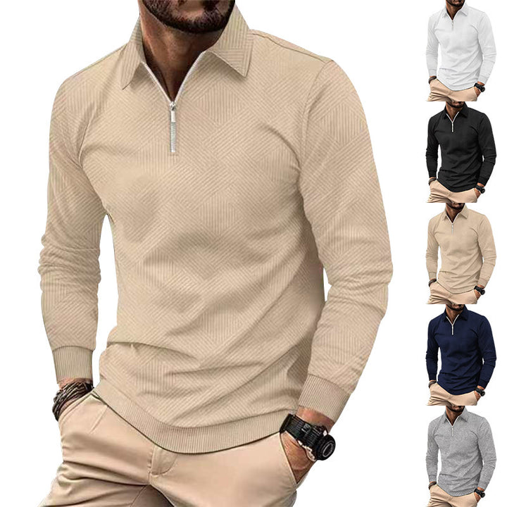 Fashion high collar sweater for men with structured fabric and zipper Lune London