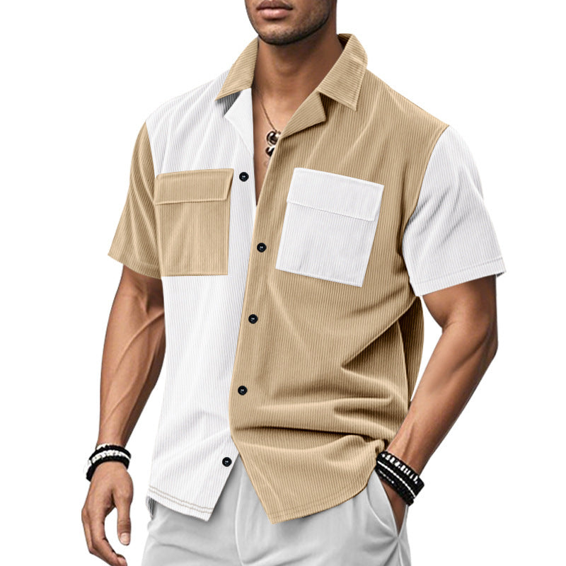 Short sleeve shirt for men with a creative color block design and practical pockets Lune London