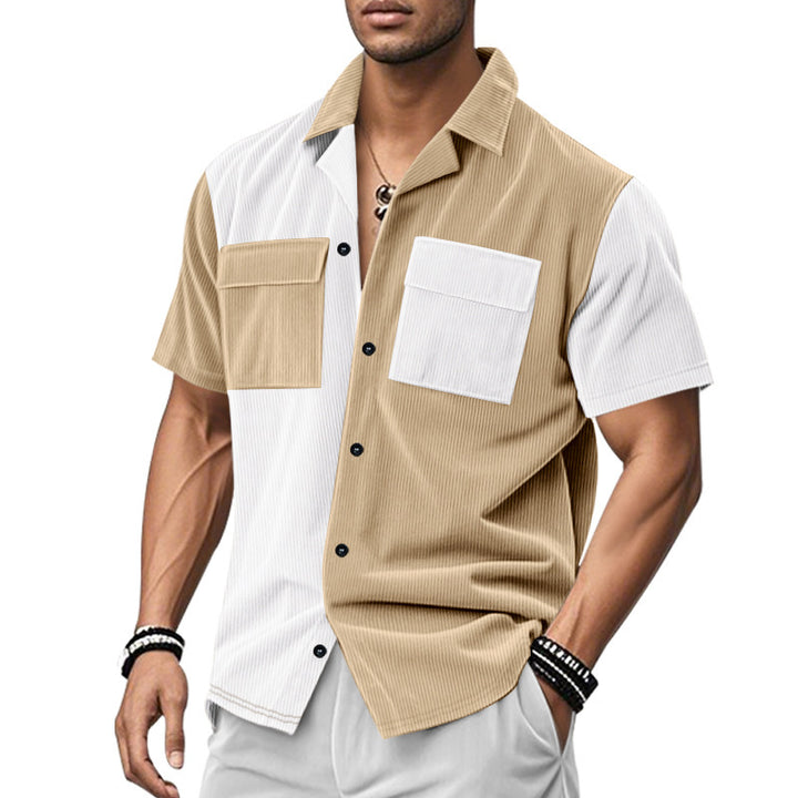 Short sleeve shirt for men with a creative color block design and practical pockets Lune London