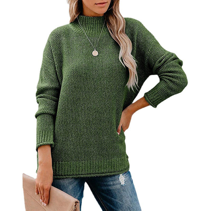 Thick knit women's sweater with a high collar and a relaxed fit Lune London