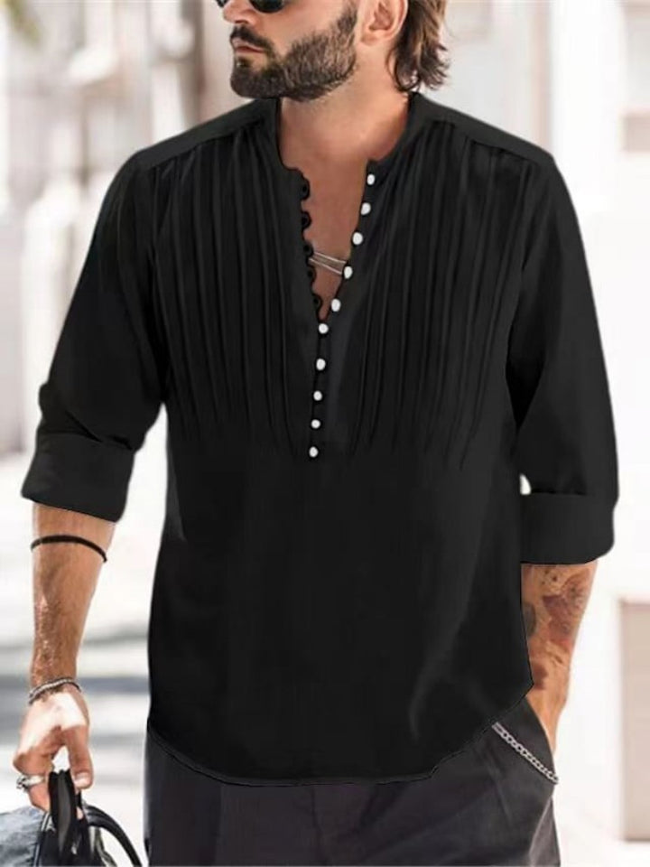 Man Elegant Buttoned Pleated Shirt Lune London