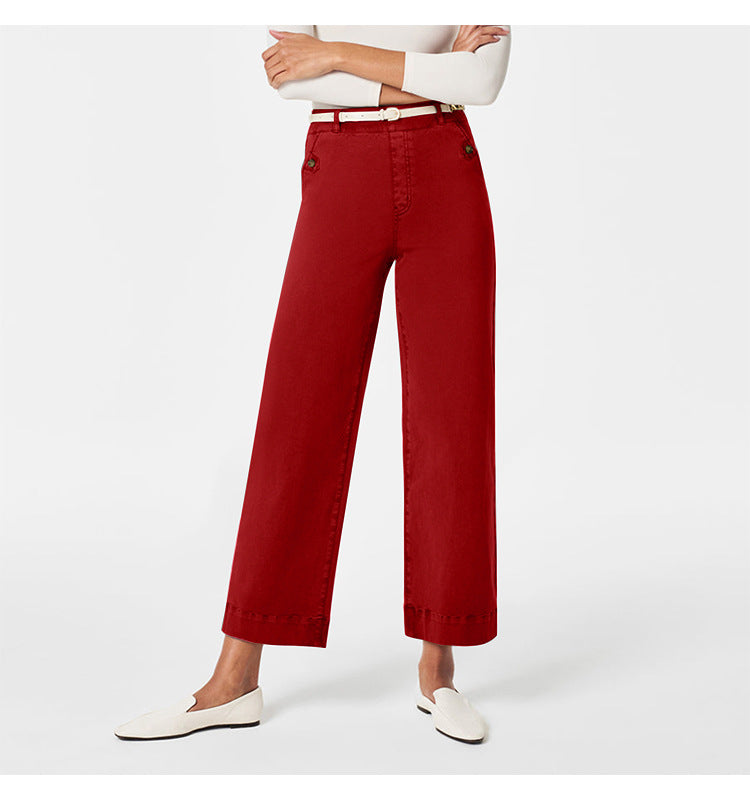 Women's Wide High-Waist Pants with Fashionable Button Details Lune London