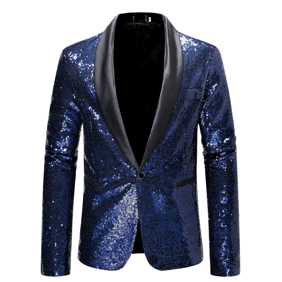 Ladies Bl sparkling blazer with black lapels Lune London