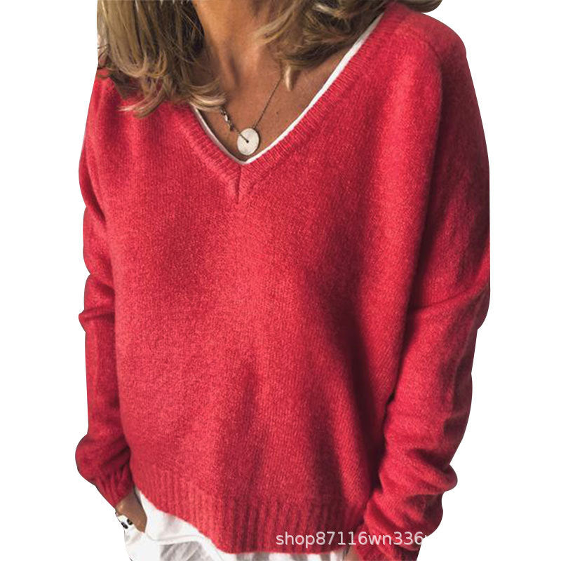 Ladies' V-neck sweater in soft knit Lune London