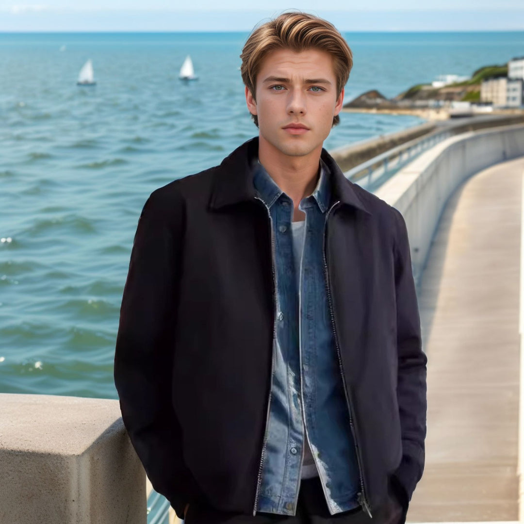Men's transitional jacket with a sporty cut, featuring a zipper and practical pockets Lune London