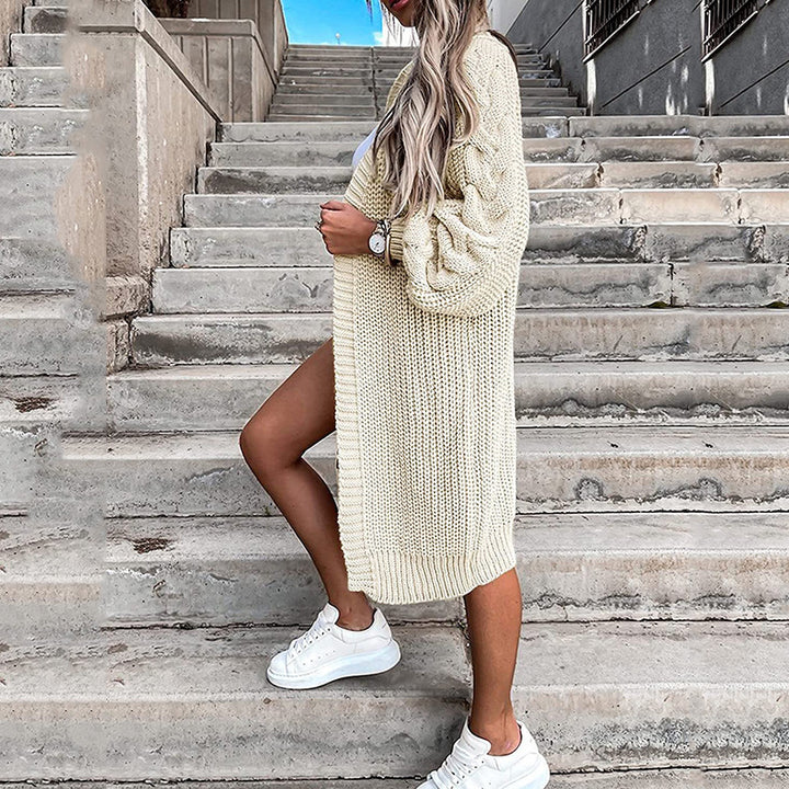 Cardigan en tricot épais pour femmes avec des manches volumineuses et une ouverture devant Chic & Stil