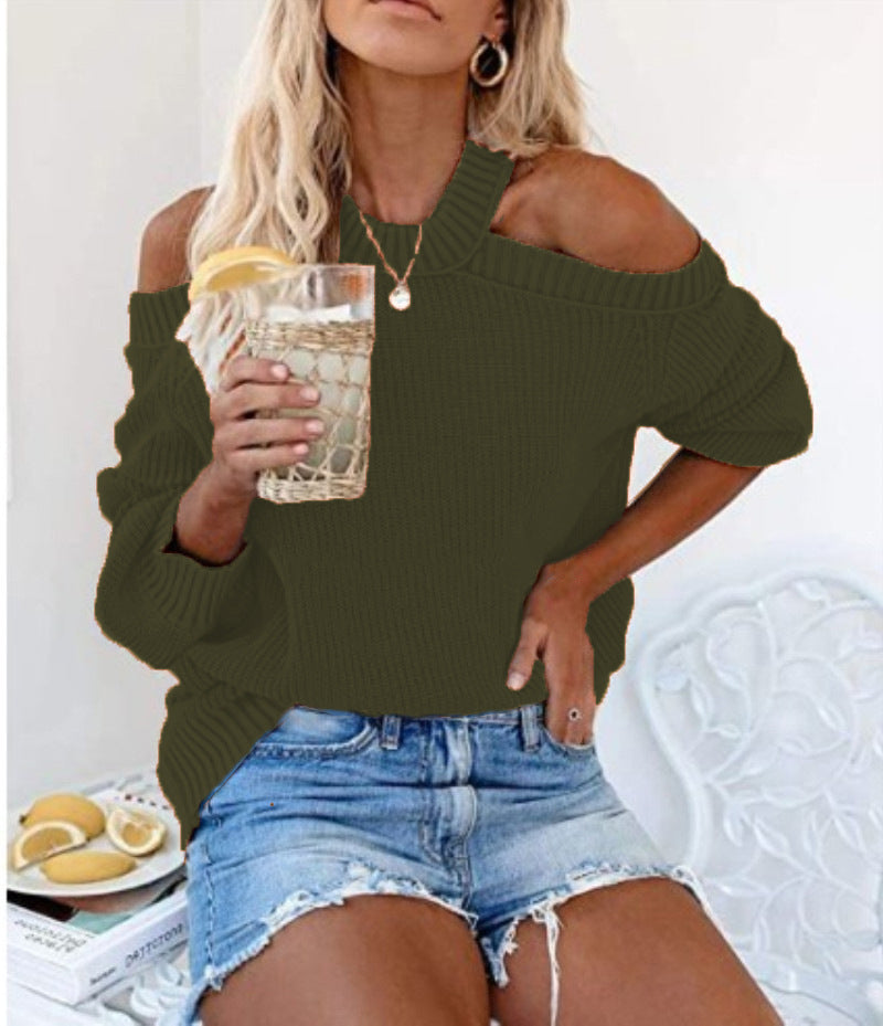 Cool Off-Shoulder Knit Sweater for Women with Wide Lune London Sleeves