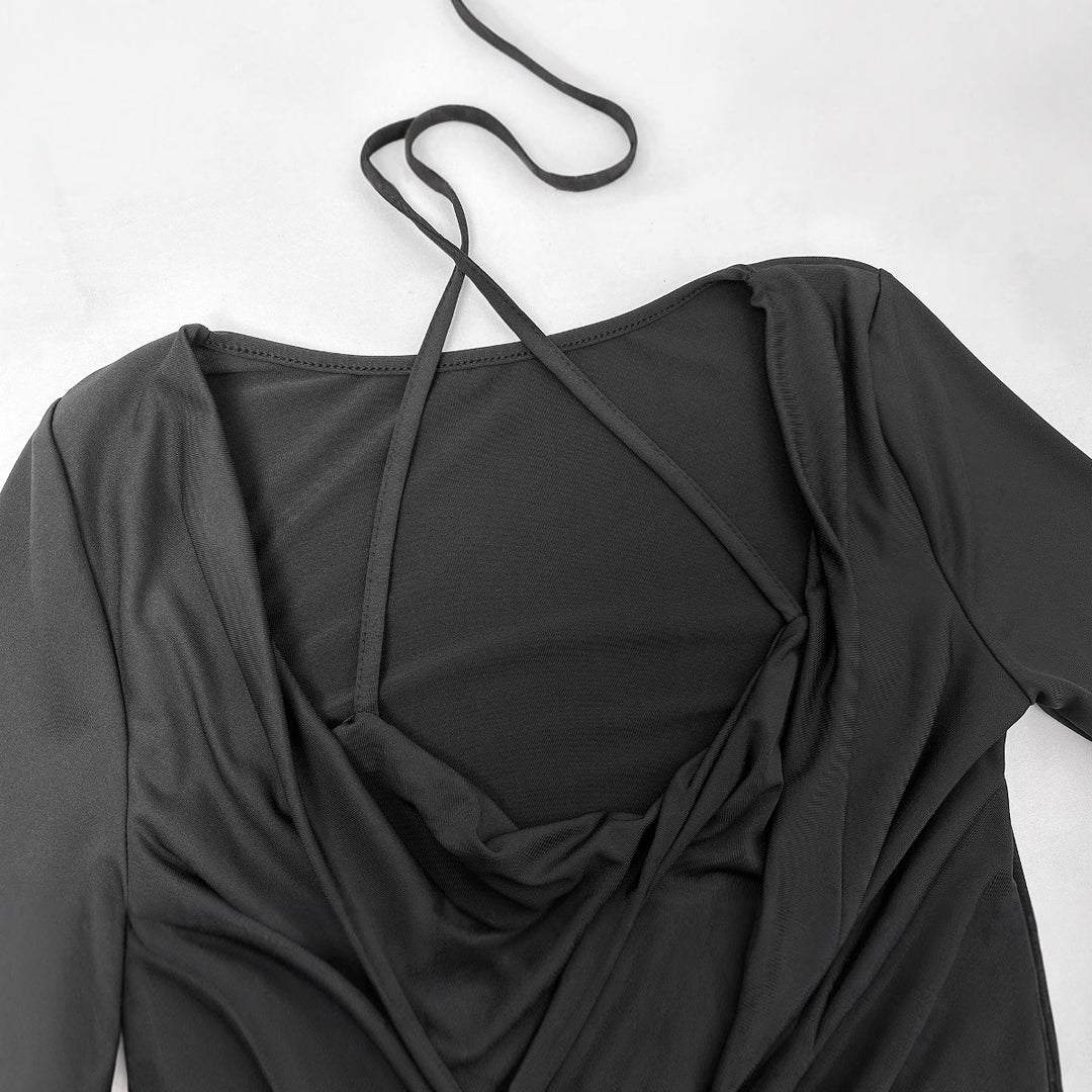Women fitted top with ruching and off-shoulder design Lune London