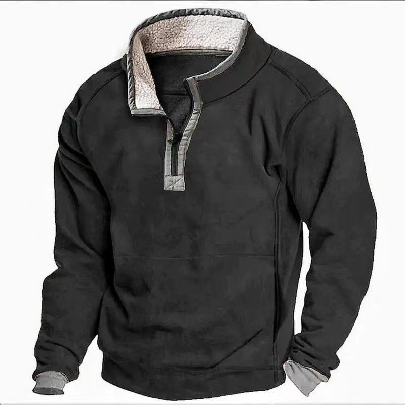 Fleece pullover for men with high collar and practical zipper Lune London