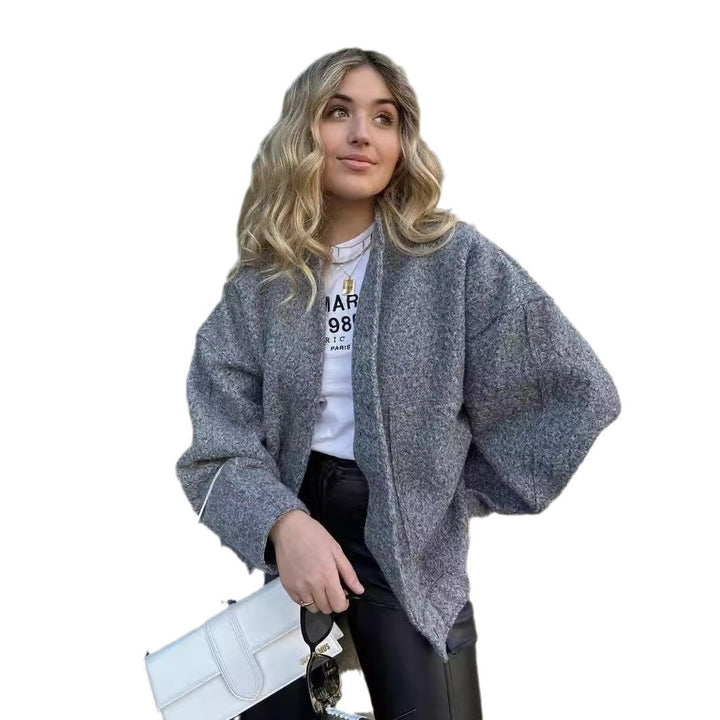 Ladies oversized fleece jacket with side pockets Lune London