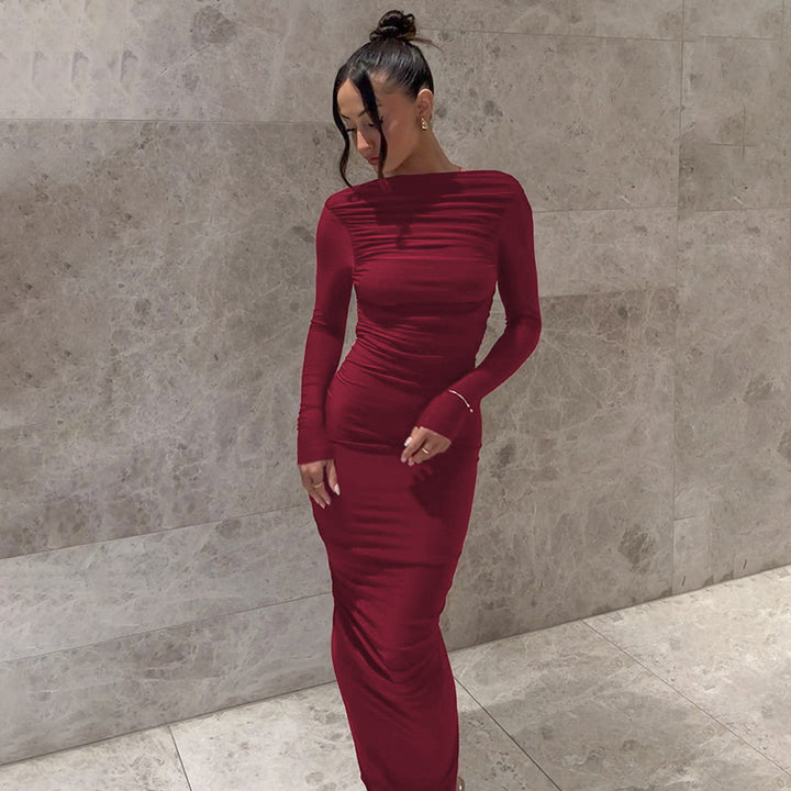 Elegant long dress for women with refined gathered effect Lune London