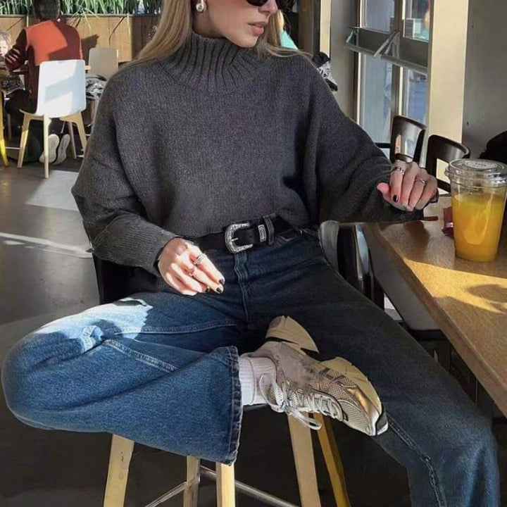 Ladies high quality funnel neck sweater with oversized casual fit Lune London