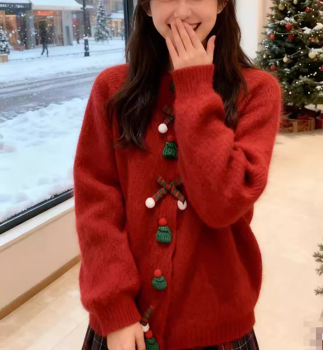 Cardigan pour femmes avec des appliqués festifs et des détails de boutons Chic & Stil