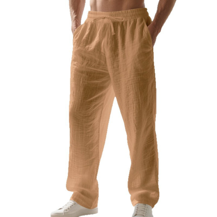 Men's casual summer pants made of lightweight linen fabric with an elastic waist and side pockets Lune London