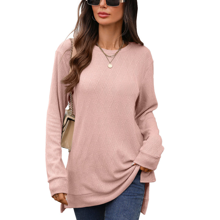 Long sleeve shirt for women with textured pattern and side slits Lune London