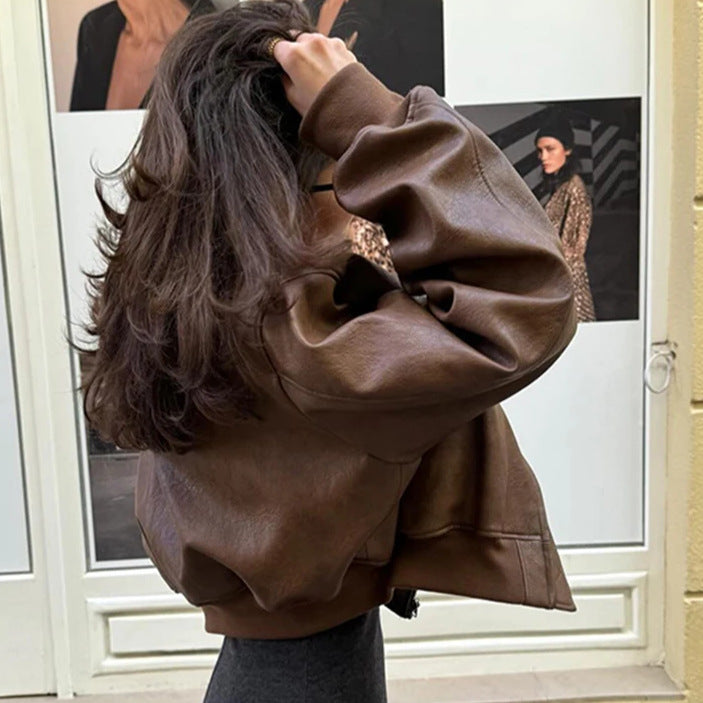 Lune London faux leather bomber jacket for women