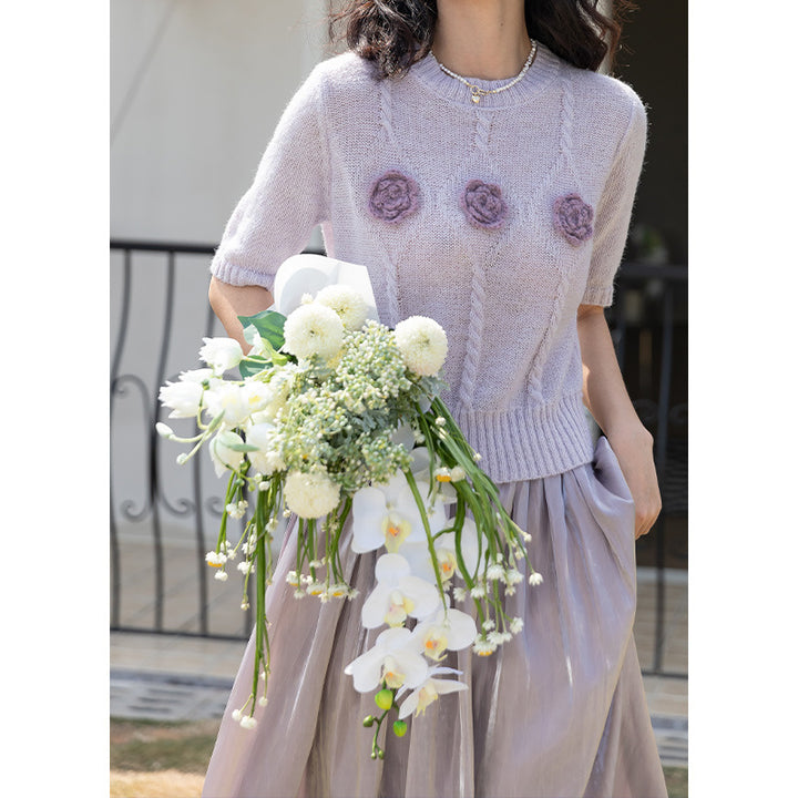 Knitted sweater for women with floral design Lune London