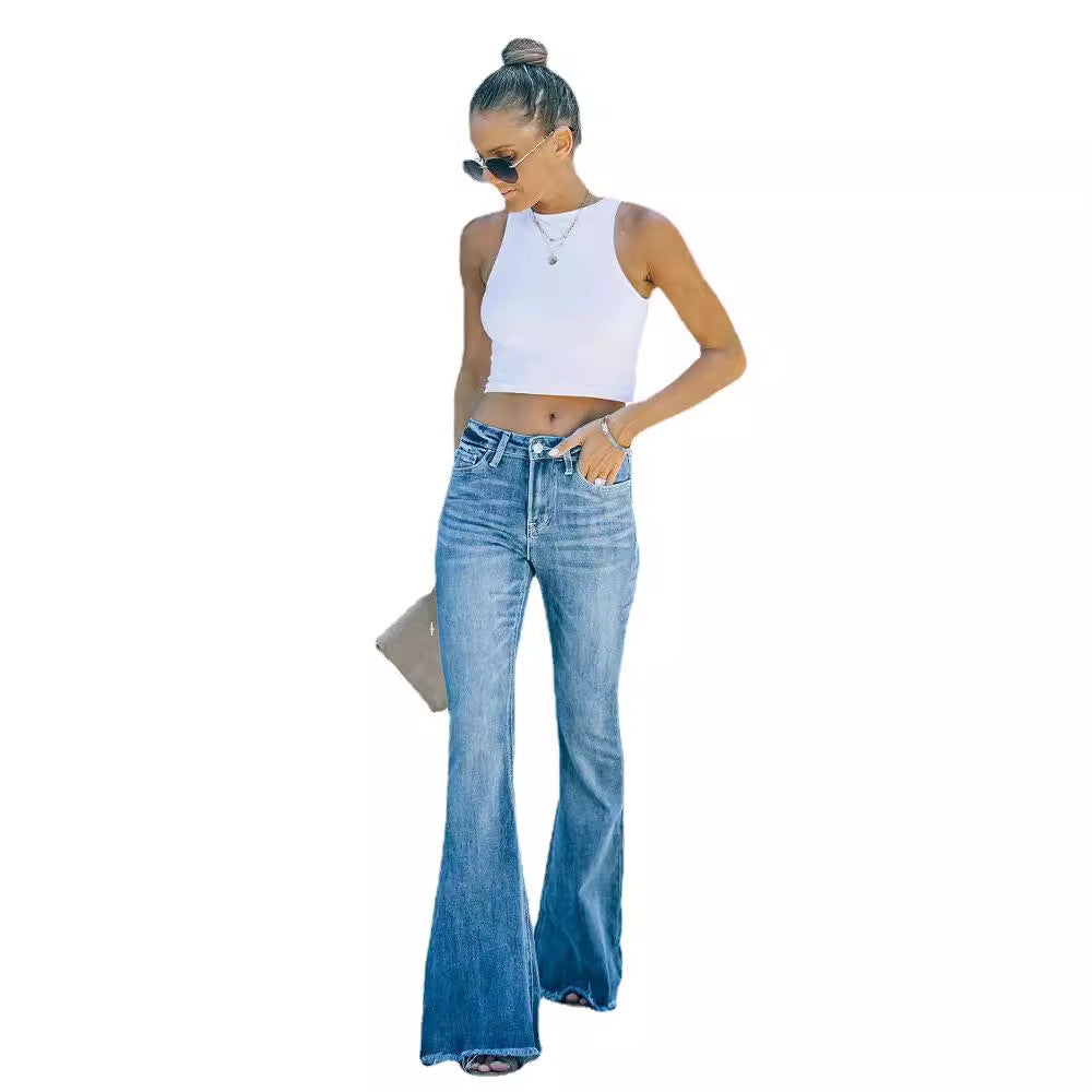 Women's High-Waist Flared Jeans in Vintage Style Lune London