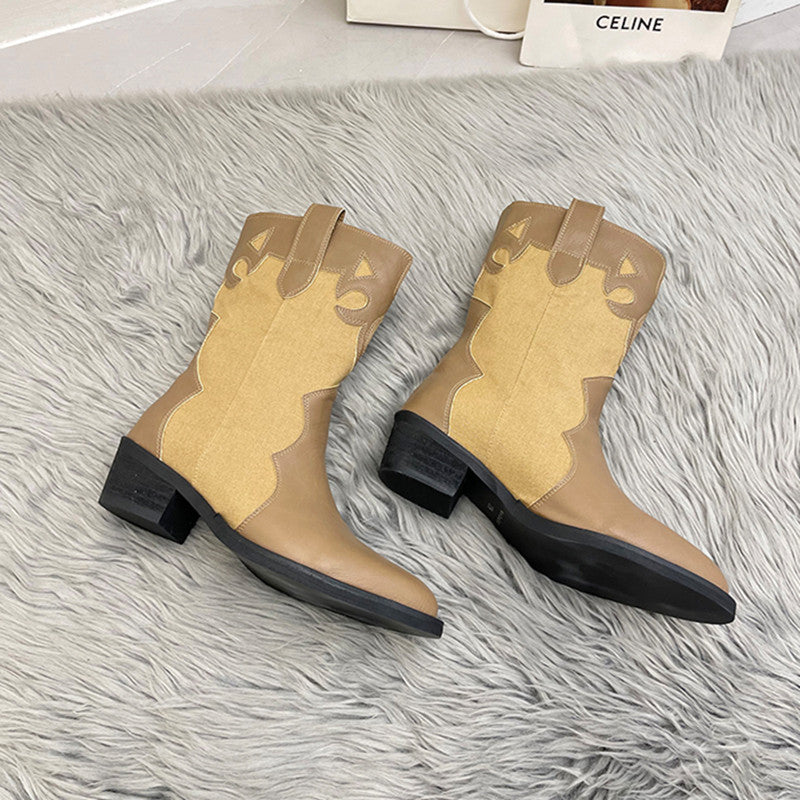 Women's cowboy-style ankle boots with a unique design and a compact heel Lune London