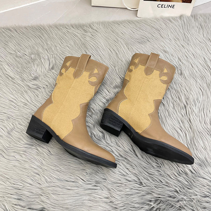 Women's cowboy-style ankle boots with a unique design and a compact heel Lune London