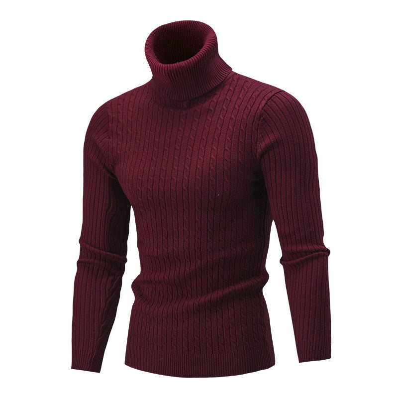 Knitted sweater for men in portrait format with high collar and textured pattern Lune London