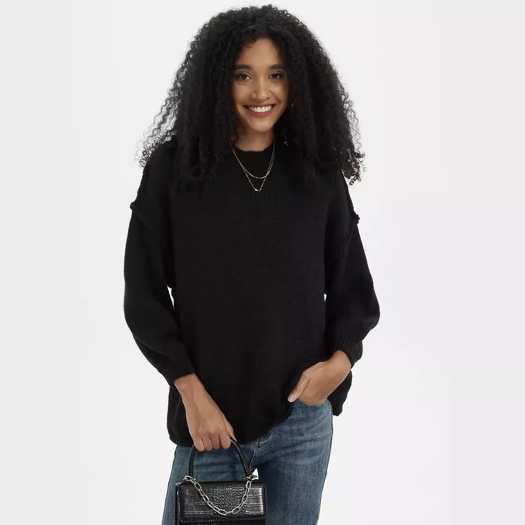 Elegant knitted sweater for women with high collar and relaxed fit Lune London