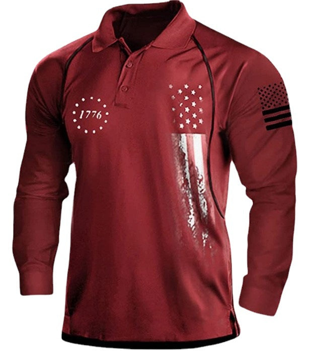 Men's long sleeve polo shirt with a patriotic design and a functional fit Lune London
