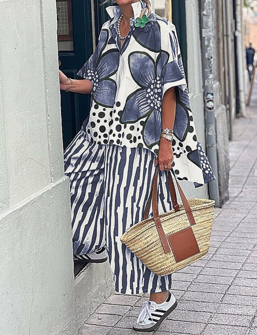 Oversized blouse for women with floral patterns and elegant cut Lune London