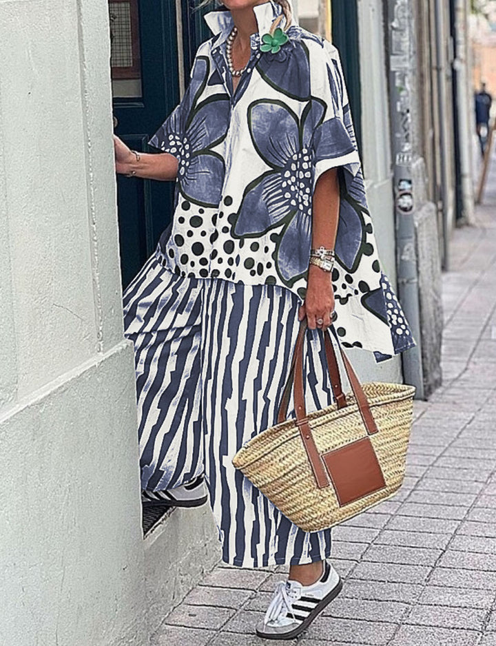 Oversized blouse for women with floral patterns and elegant cut Lune London