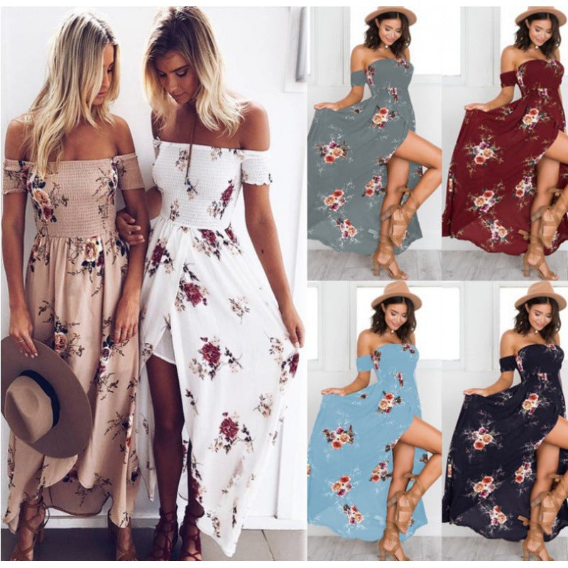 Robe maxi femme avec design décolleté et motifs floraux Chic & Stil