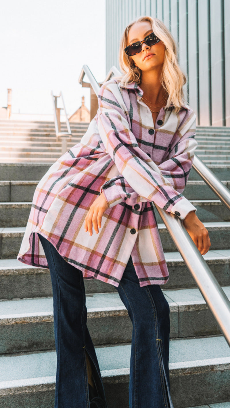 Flannel shirt for women with a check pattern and relaxed fit Lune London