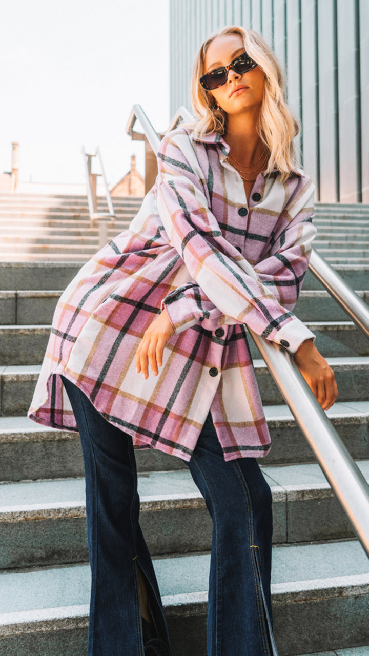 Flannel shirt for women with a check pattern and relaxed fit Lune London