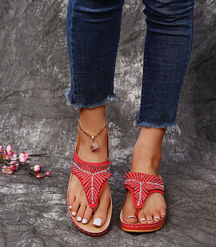 Trendy women's flip-flops with sparkling embellishments Lune London