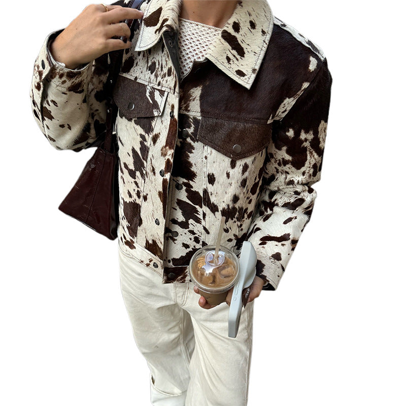 Women's suede jacket with original animal print Lune London