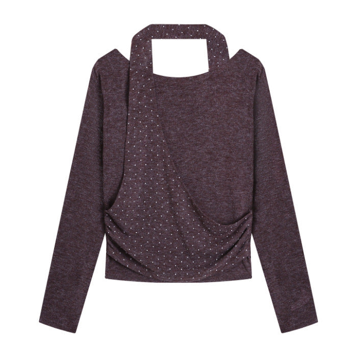 Women's long sleeve top with asymmetric cut and decorative details Chic & Stil