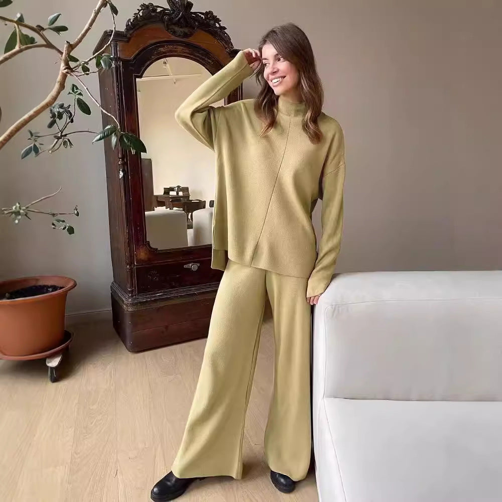Casual knit set for women with loose fit and high collar Lune London
