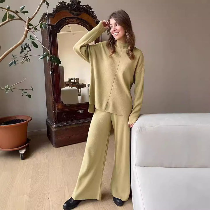 Casual knit set for women with loose fit and high collar Lune London